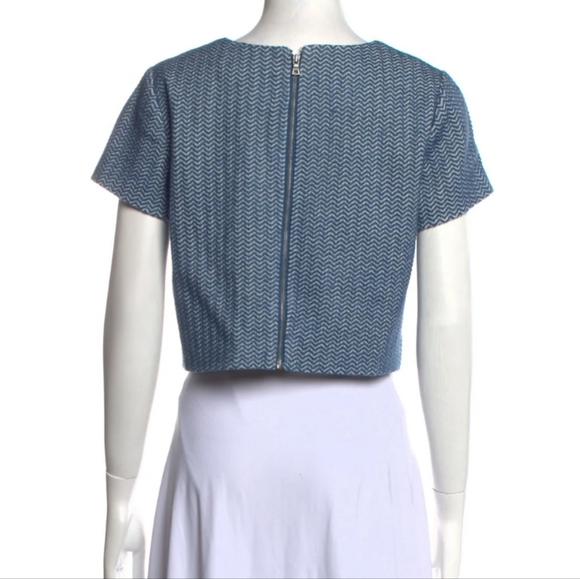 Alice + Olivia Blue Silver Knit Sweater Crop Top Size 6 - Picture 3 of 16